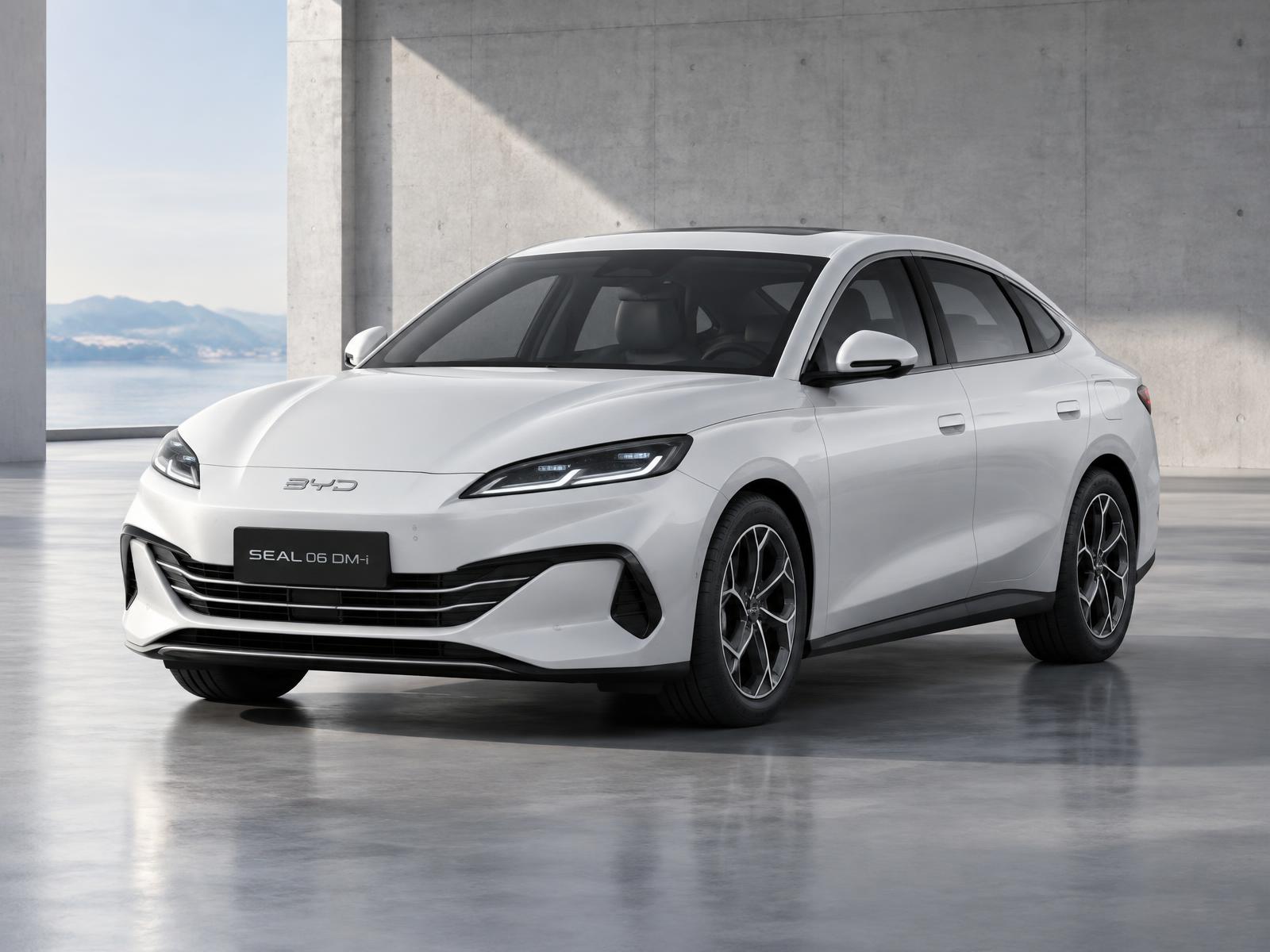 White BYD Seal 06 DM-i plug-in hybrid sedan
